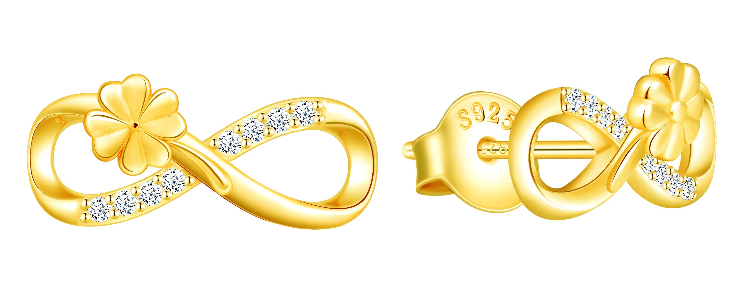 INFINIONLY Fashion Infinito Trifoglio Collana Oro Zirconi