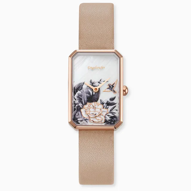 Engelsrufer Uhren Blume orologio acciaio cinturino pelle marrone