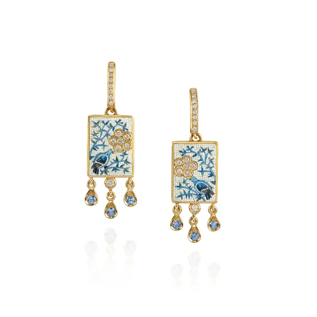 Le Sibille Kyoto orecchini oro 18kt diamanti zaffiri