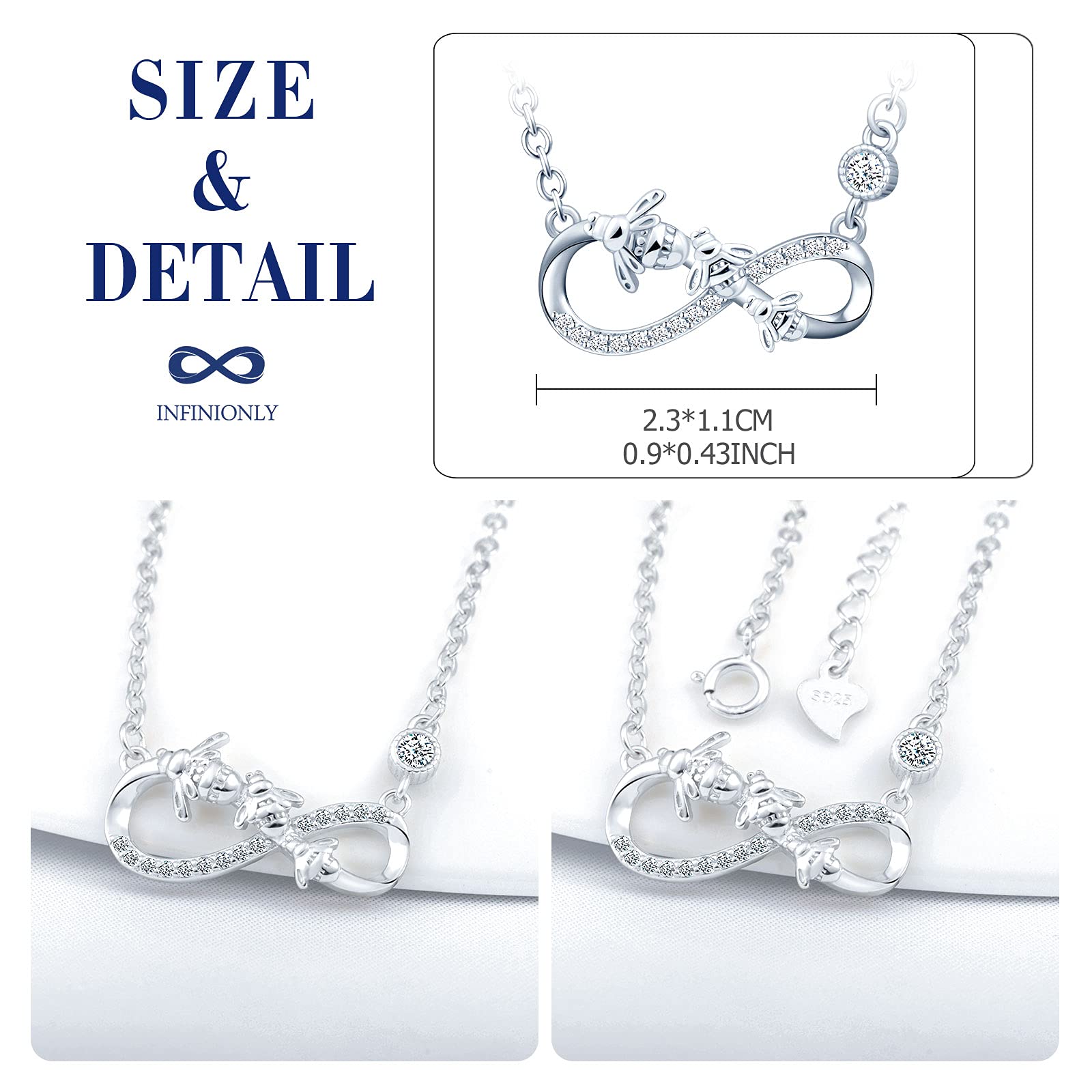 INFINIONLY Collana Infinito Ape Argento 925 con Zircone