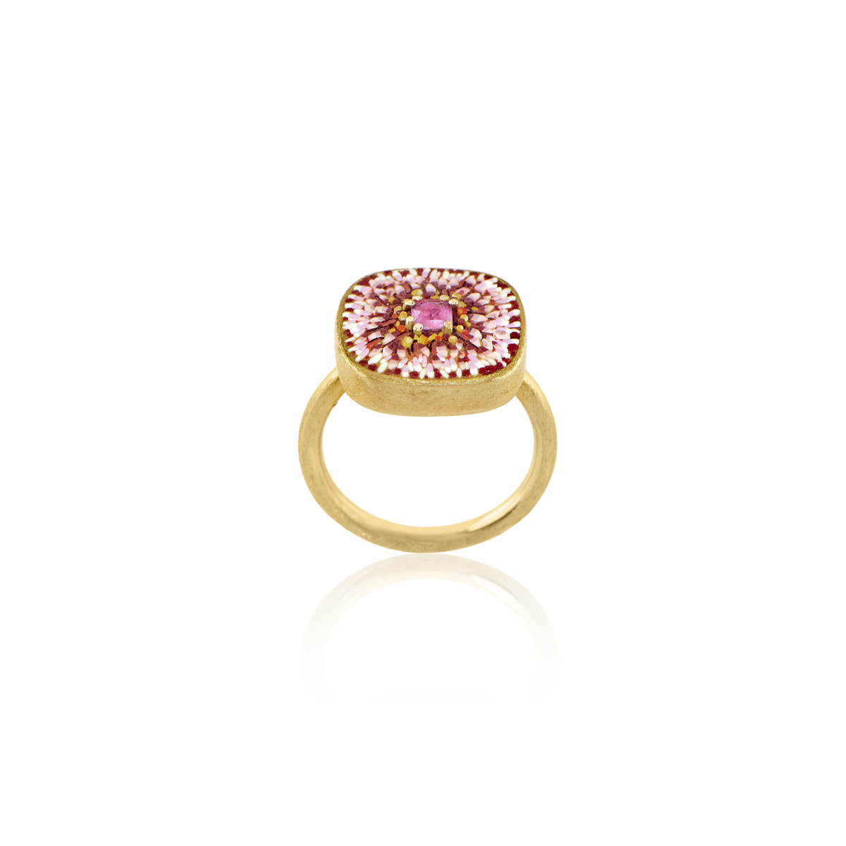 Le Sibille Bloom anello oro 18ct zaffiri pink 0,20 ct