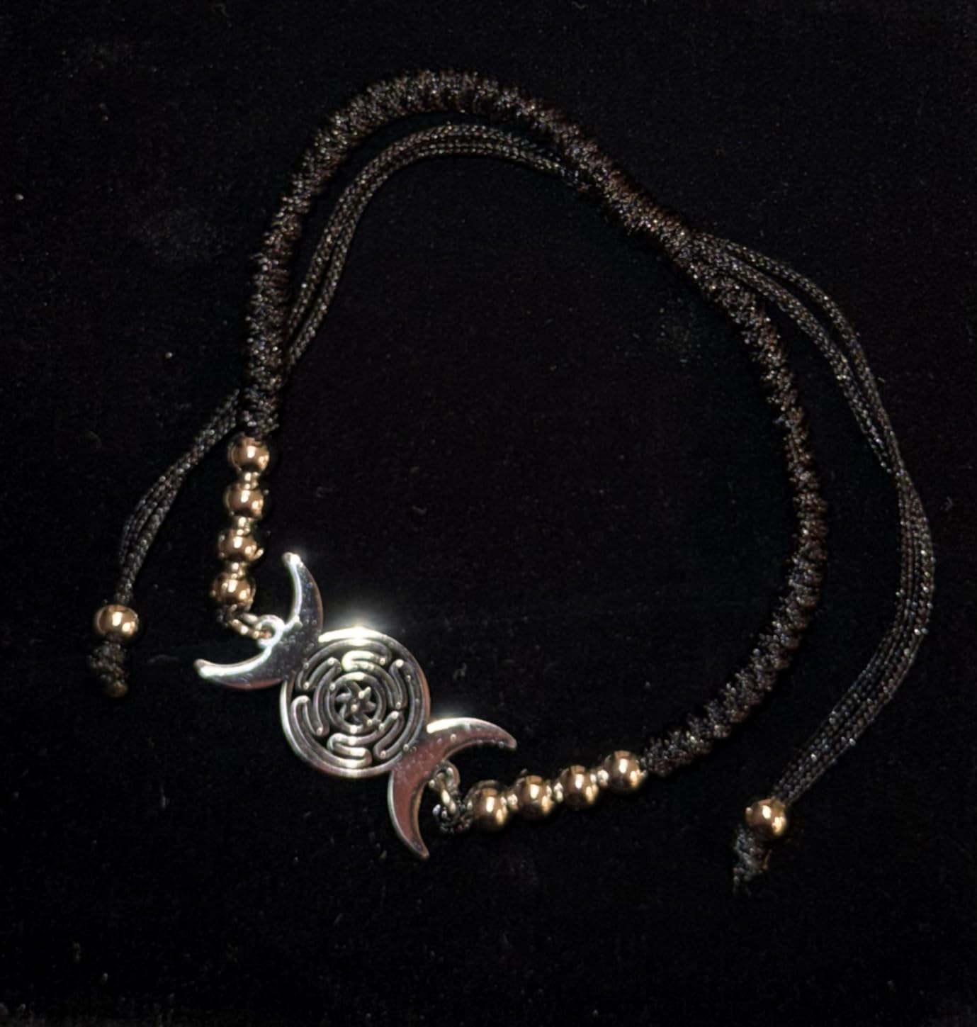 Eueavan Bracelets Bracciale Hecate Tripla Luna Argento Regolabile