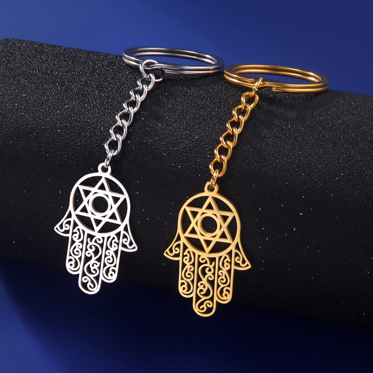 EUEAVAN Keyrings portachiavi hamsa mano fatima argento