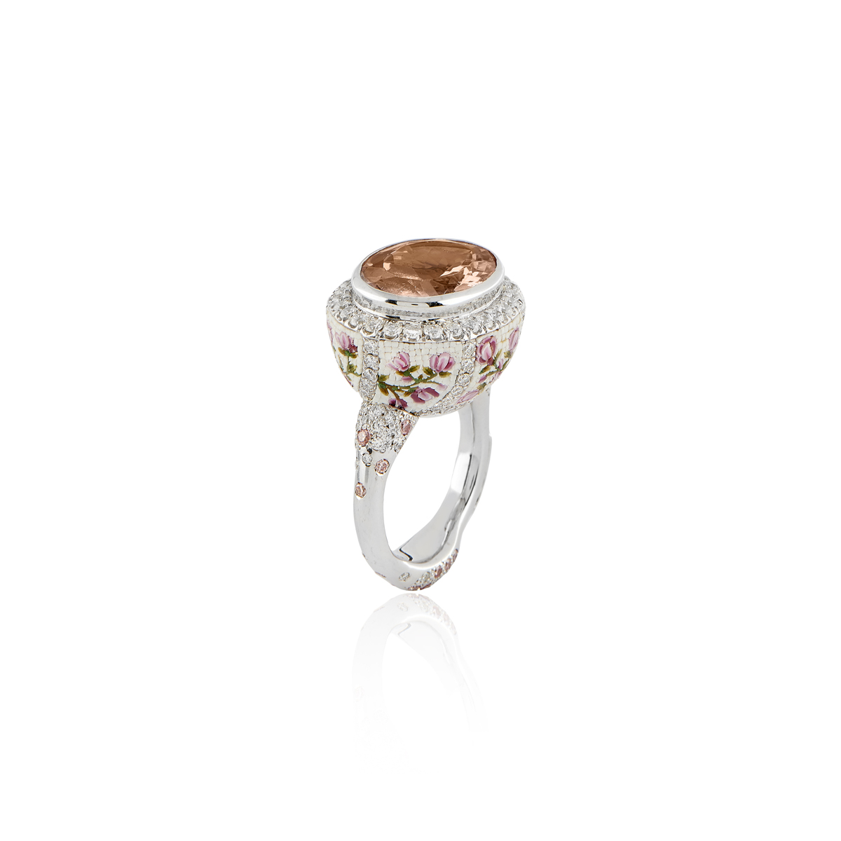 Le Sibille Powder Anello oro bianco morganite diamanti