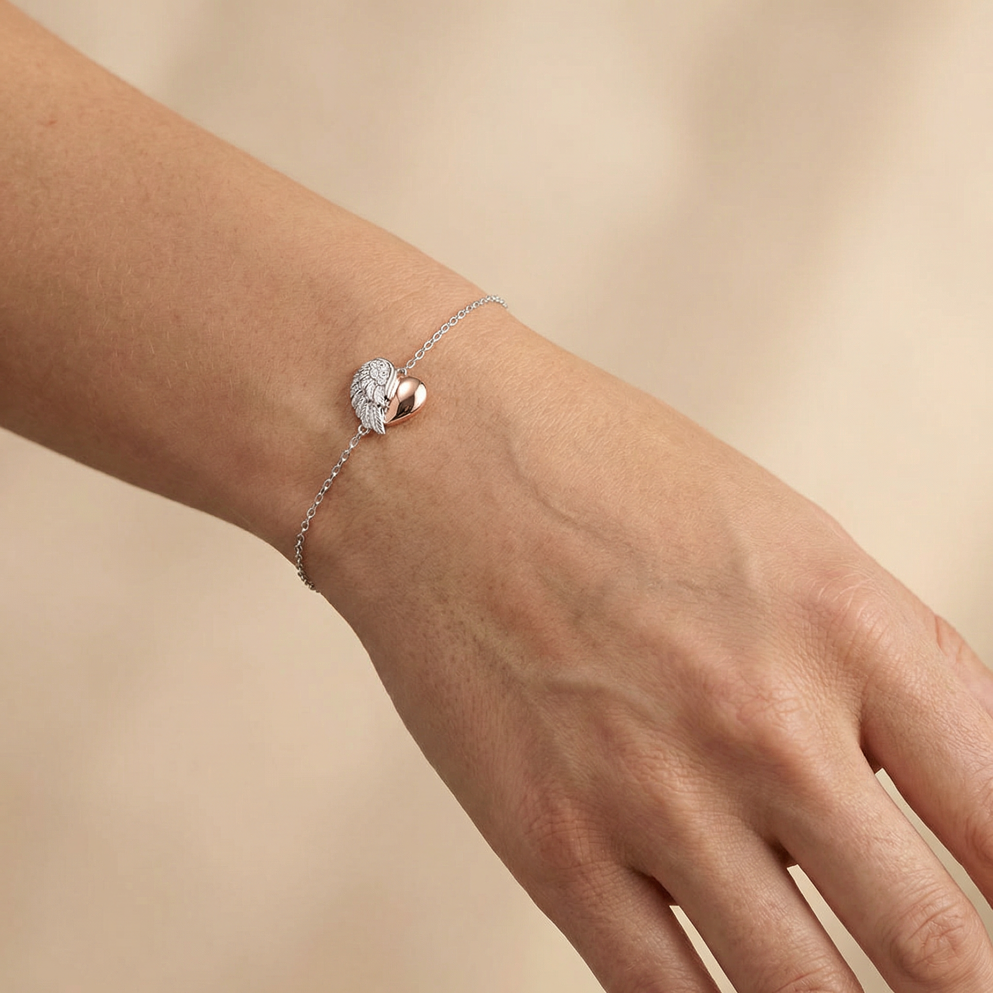 Engelsrufer Herzflügel bracciale argento 925 bicolor zirconi