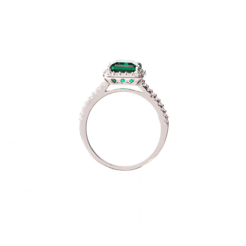Chic Ad Hoc Anello solitario verde smeraldo pietra centrale