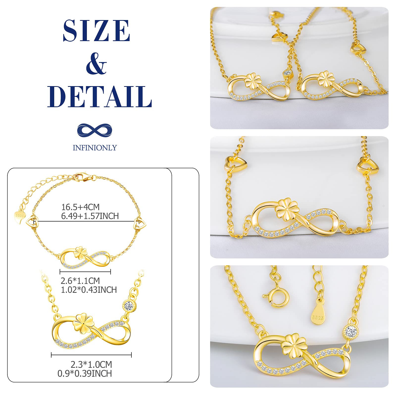 INFINIONLY Fashion Parure B Infinito Trifoglio Argento Oro