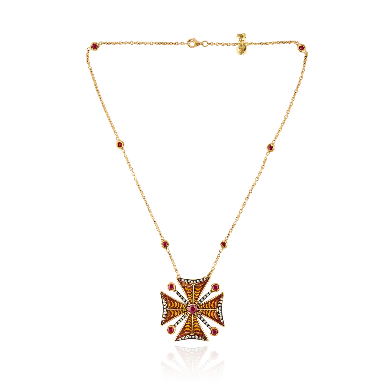 Le Sibille Malta Collana oro 18 ct rubini e diamanti
