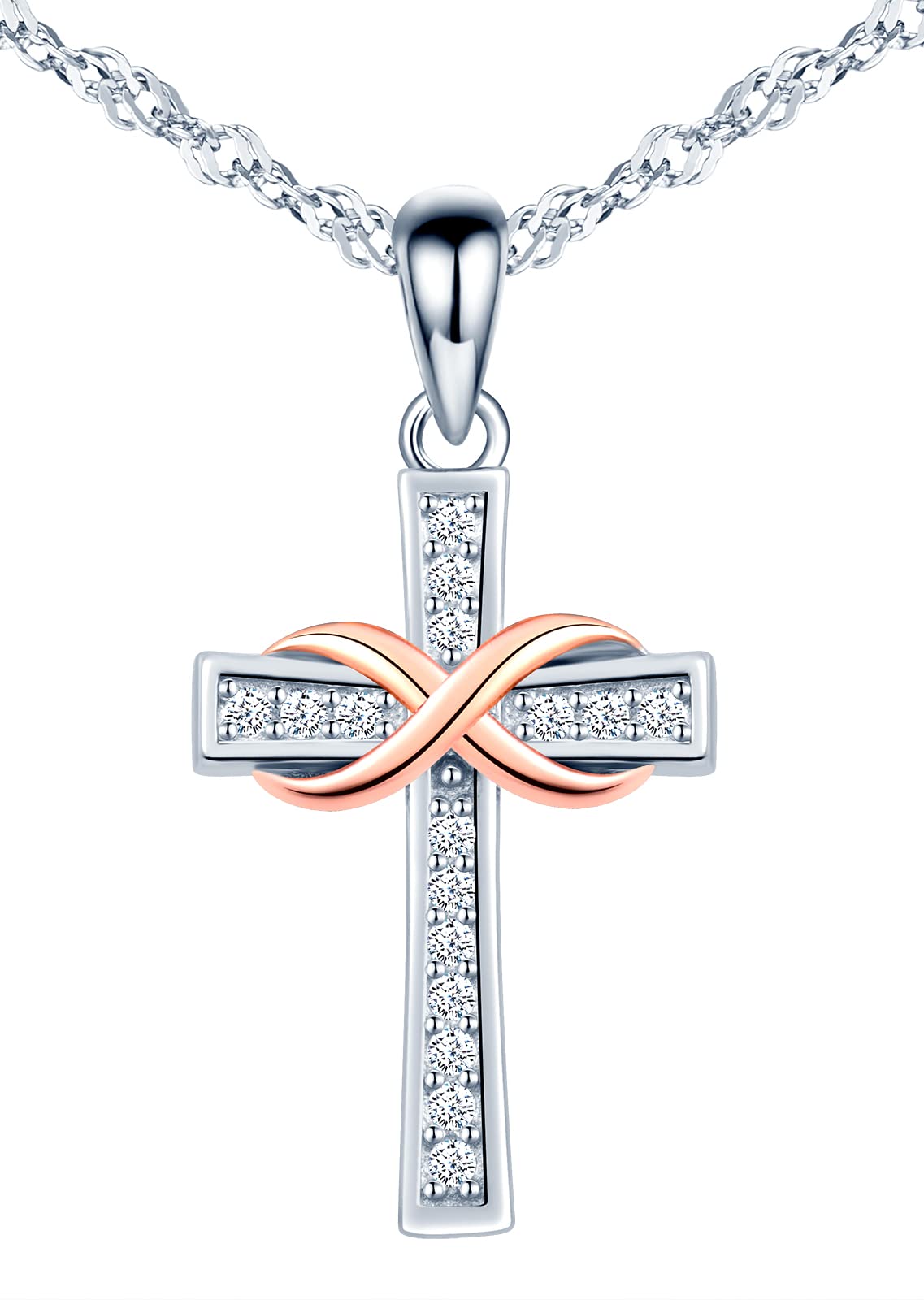 INFINIONLY Fashion Necklaces B-collane collana argento croce