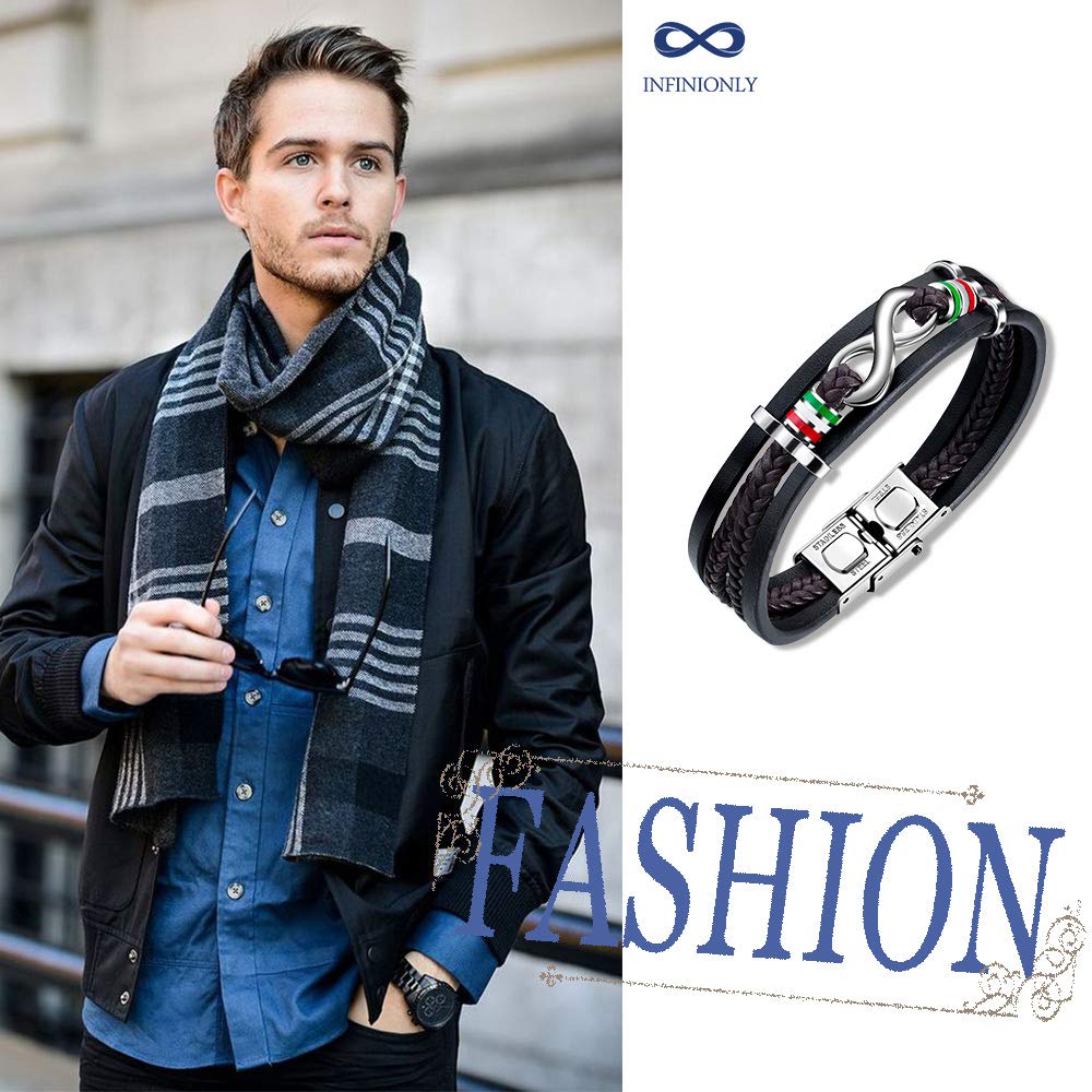 INFINIONLY Fashion Bracelets bracciale uomo pelle infinito