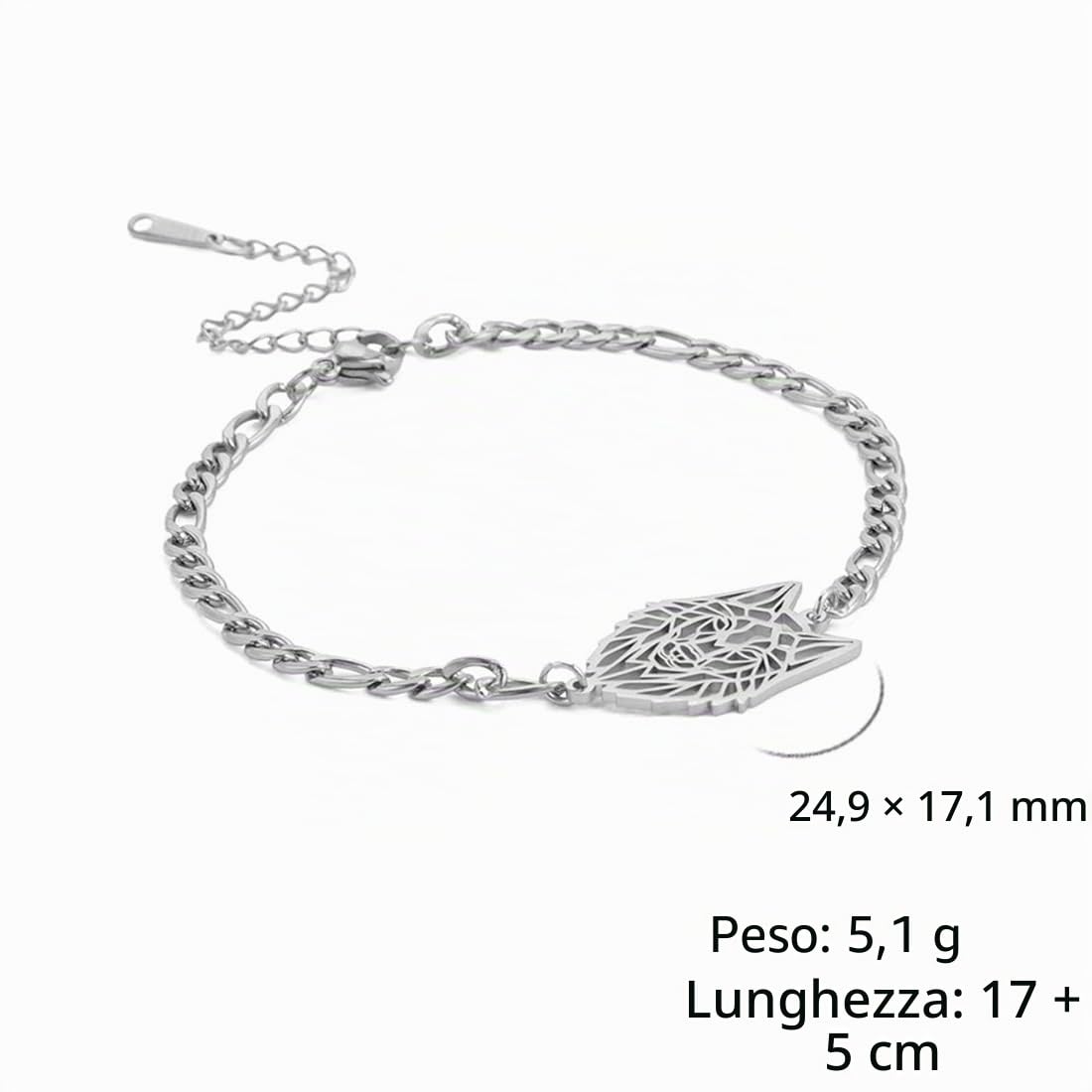 EUEAVAN Bracelets bracciale lupo vichingo argento
