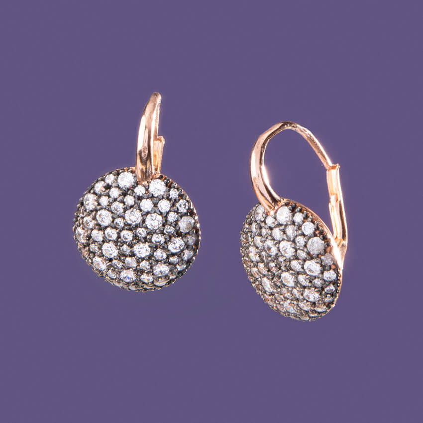 Chic Ad Hoc Orecchini Monachella Argento Oro Rosa Zirconi