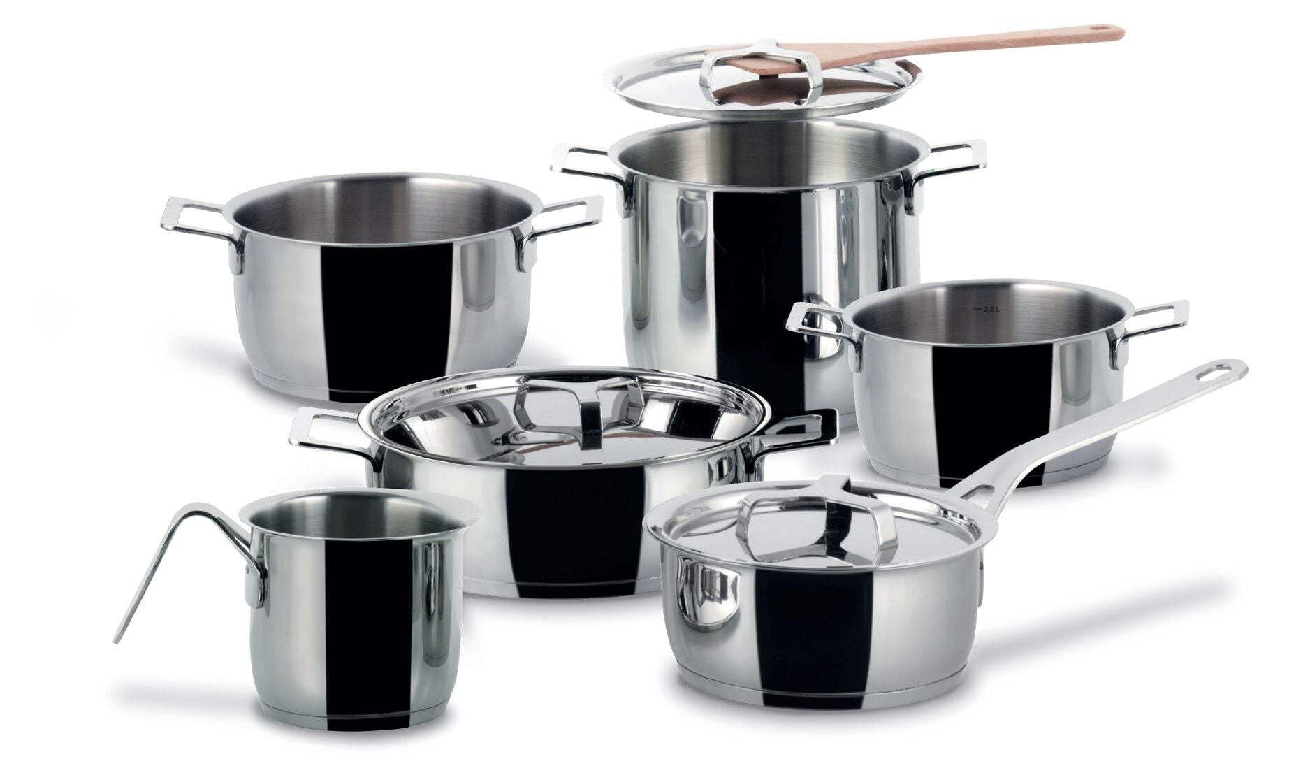 Alessi AJM100S9 set pentole acciaio 9 pezzi lucido