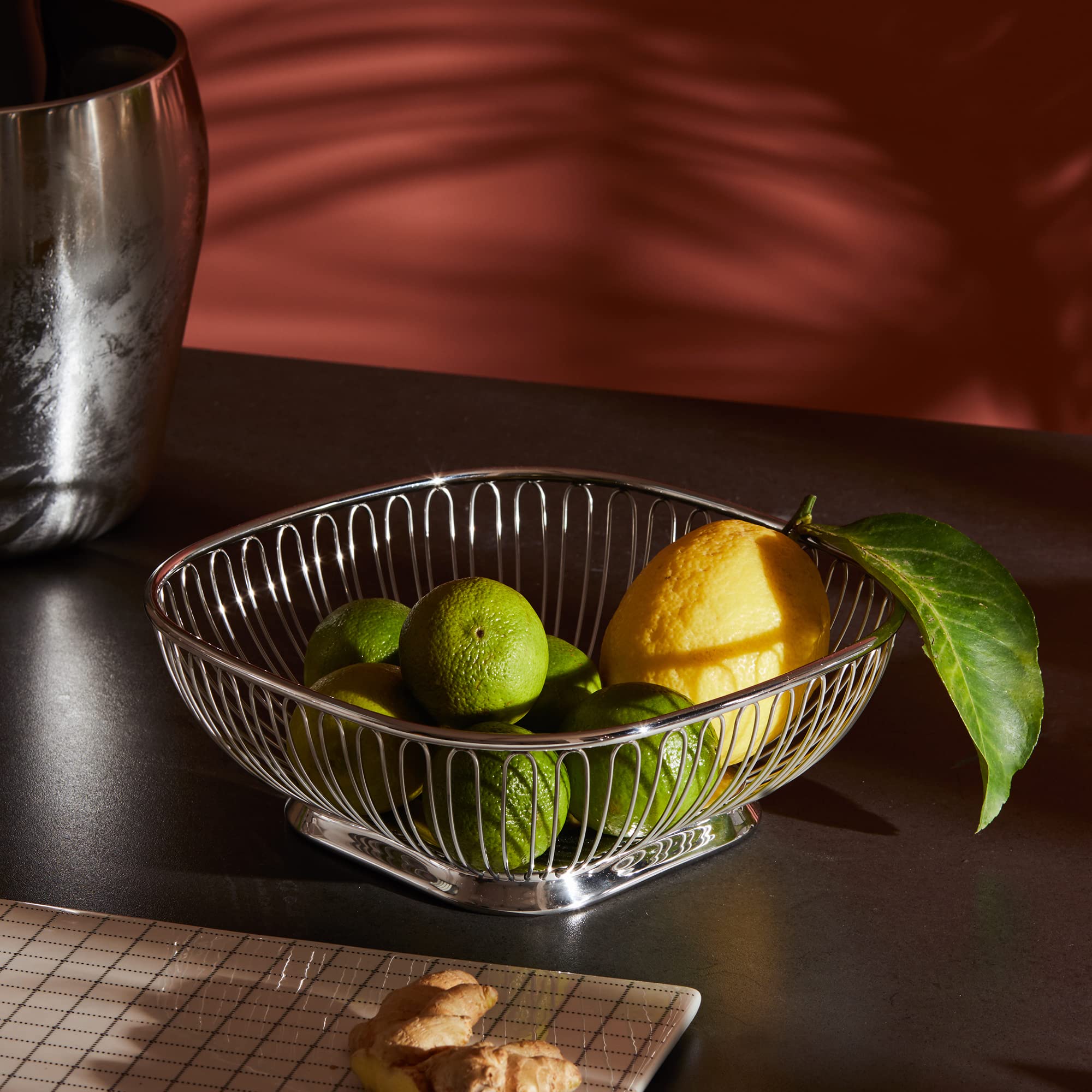 Alessi 845 Cestino Filo Acciaio Quadrato 23x23 cm
