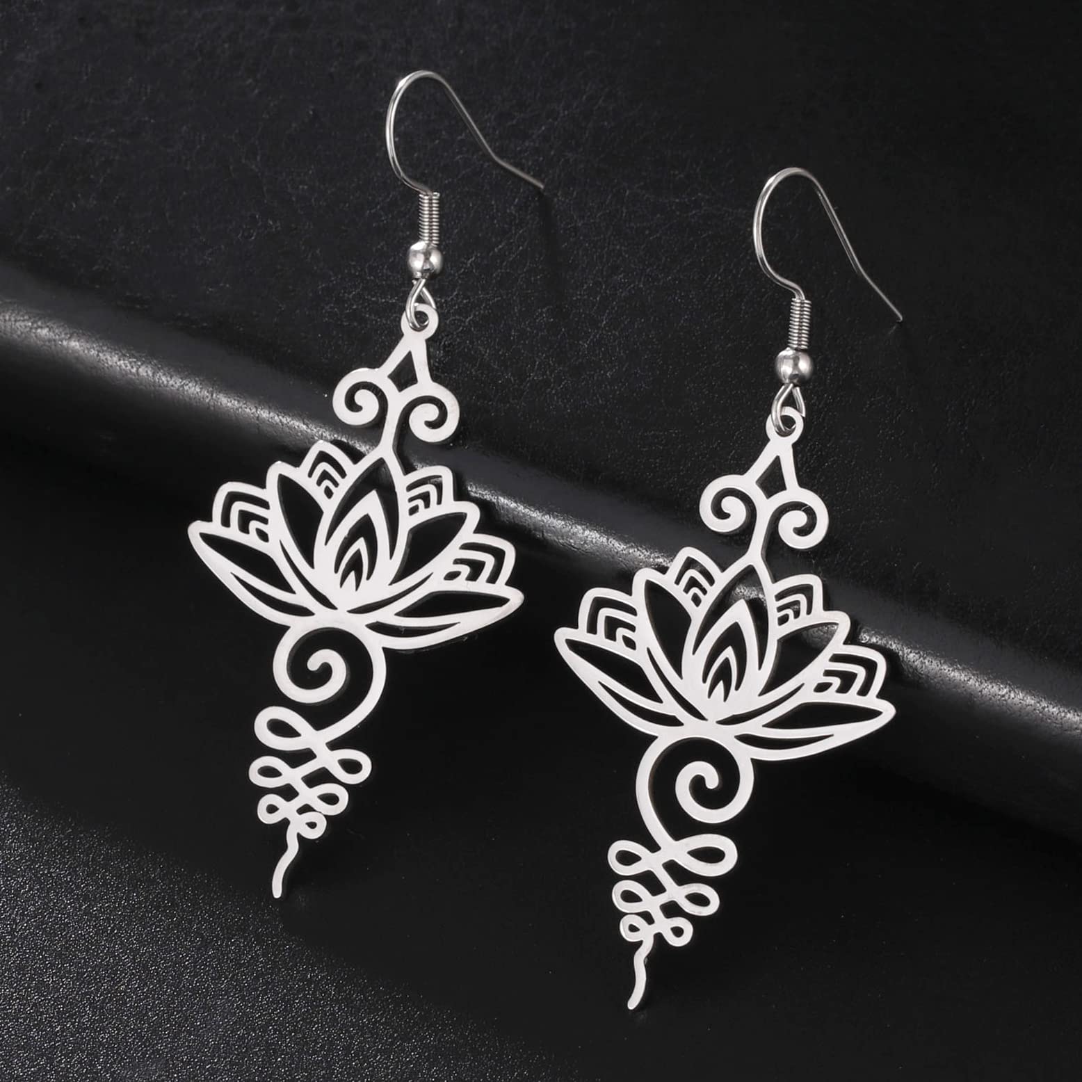 EUEAVAN Earrings orecchini pendenti loto yoga argento