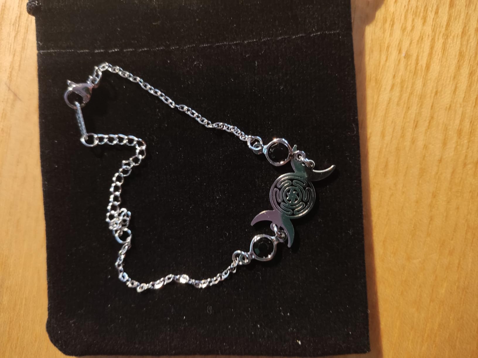 Eueavan Bracelets Bracciale Hecate Tripla Luna Argento Regolabile