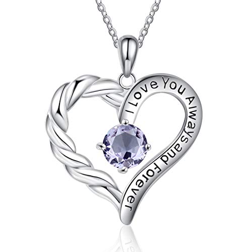Jessemade Gioielli Collana Cuore Argento 925 con Pietra Mese Mamma