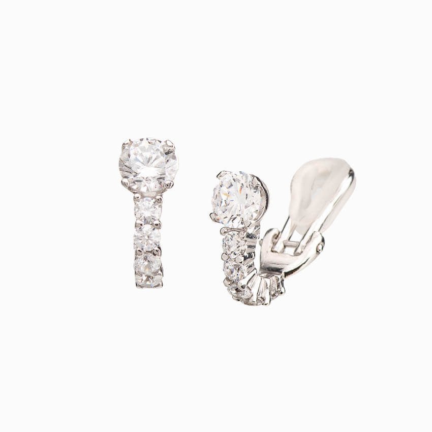 Chic Ad Hoc Orecchini punto luce a clip argento zirconi