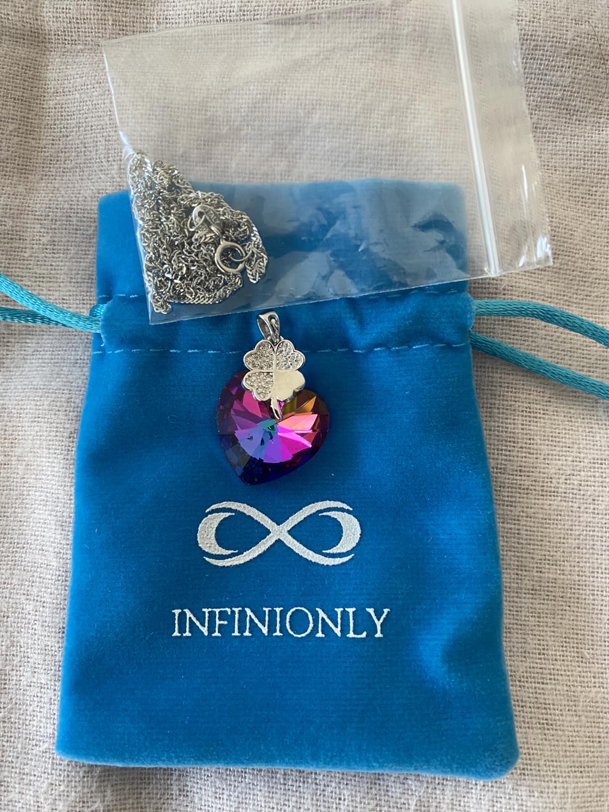 INFINIONLY Fashion Necklaces collana cuore blu oceano 45 cm