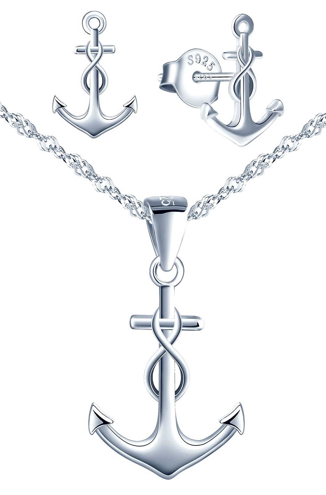 INFINIONLY Fashion Necklaces parure argento D-sets infinito ancora
