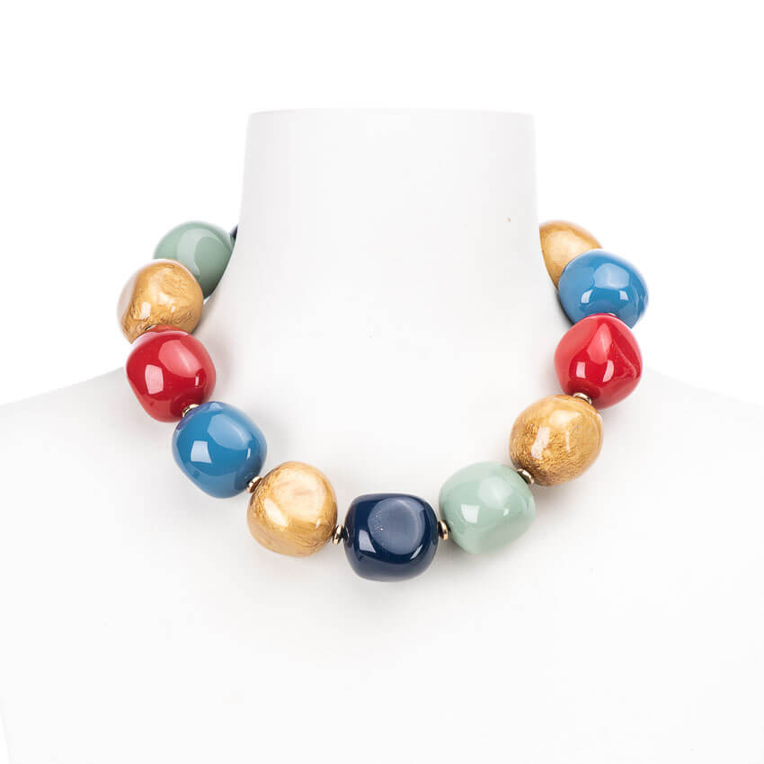 Chic Ad Hoc Collana Girocollo Sfere Resina Multicolor