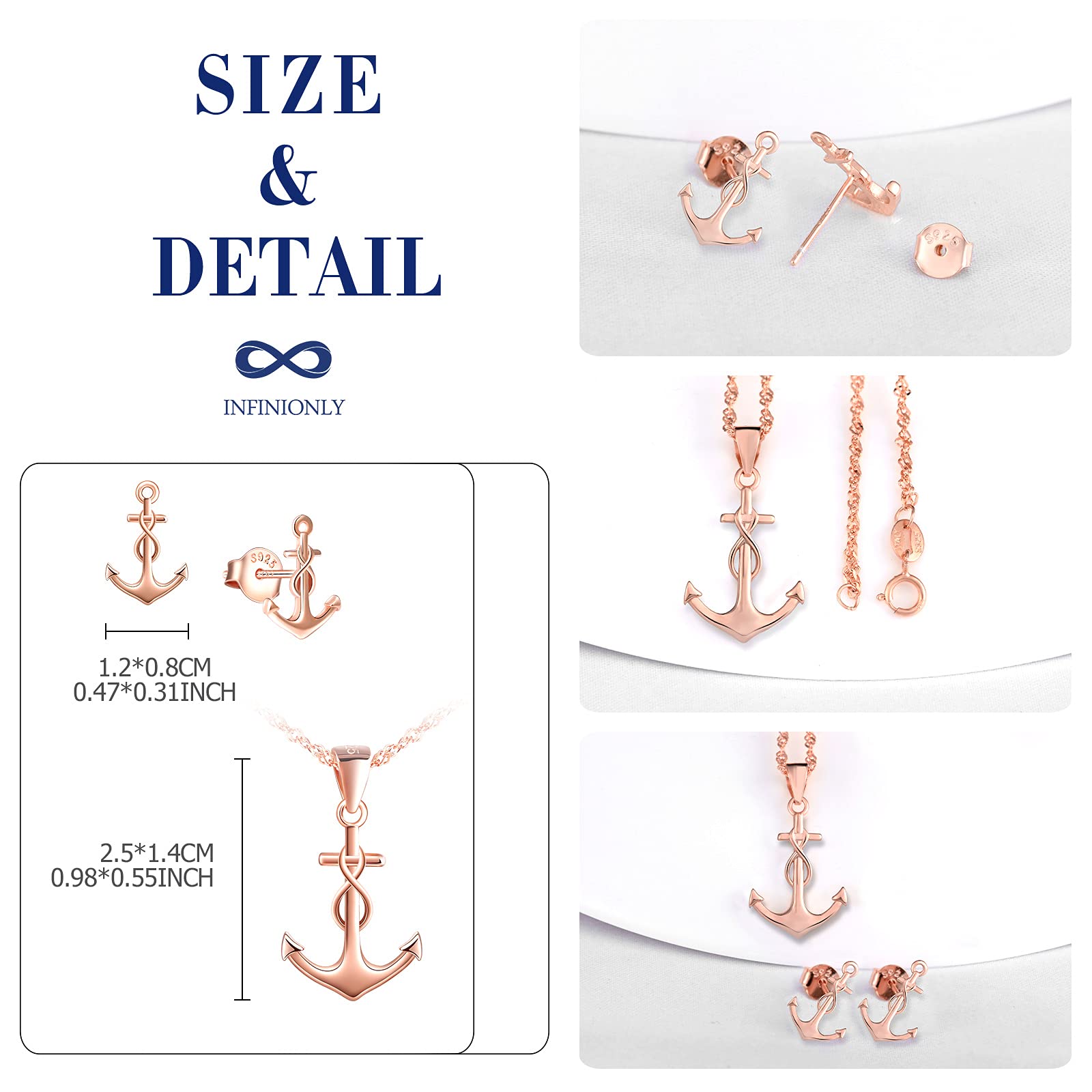 INFINIONLY Fashion D-Sets Parure Gioielli Oro Rosa Infinito