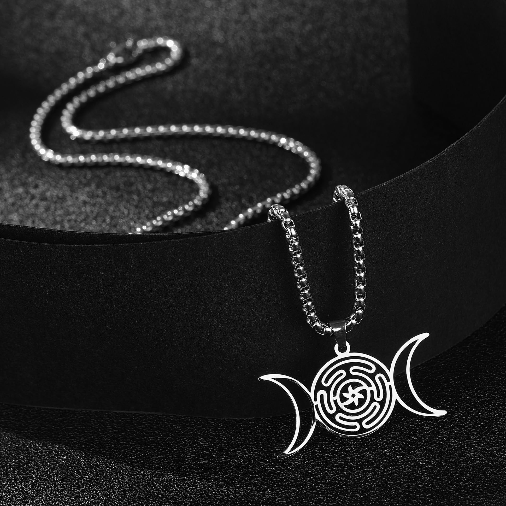 EUEAVAN collana ruota di Ecate argento amuleto wiccan