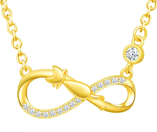 INFINIONLY Fashion Necklaces collana oro infinito gatto zirconia