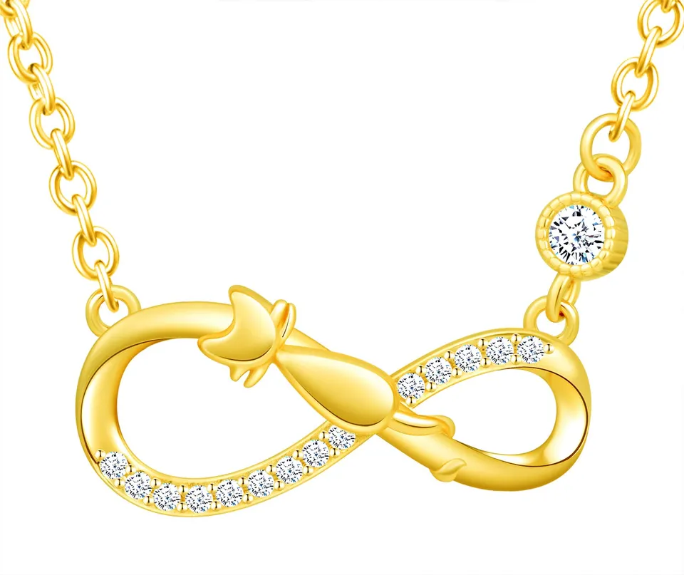 INFINIONLY Fashion Necklaces collana oro infinito gatto zirconia