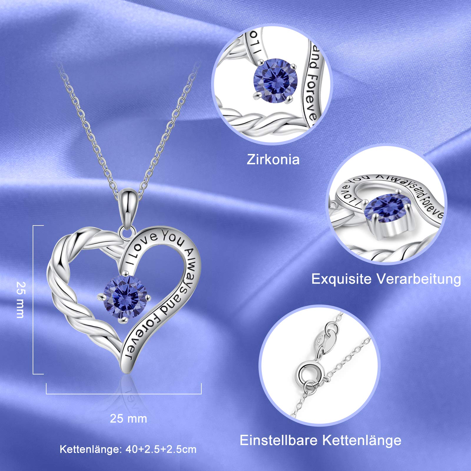 Jessemade Gioielli Collana Cuore Argento 925 Pietra Marzo