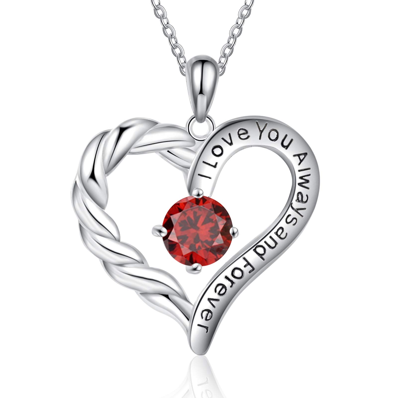 Jessemade Gioielli Collana Cuore Argento 925 Pietra Birthstone Donna