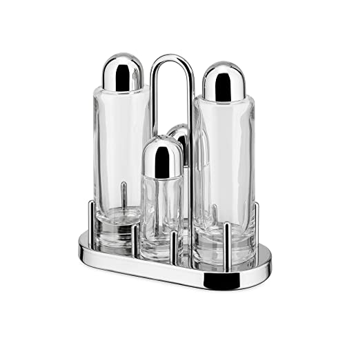 Alessi 5070 set portacondimenti acciaio e vetro 4 pezzi
