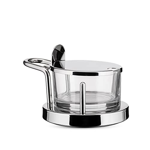 Alessi 5071 Formaggiera in Vetro e Acciaio 11 cm Sottsass