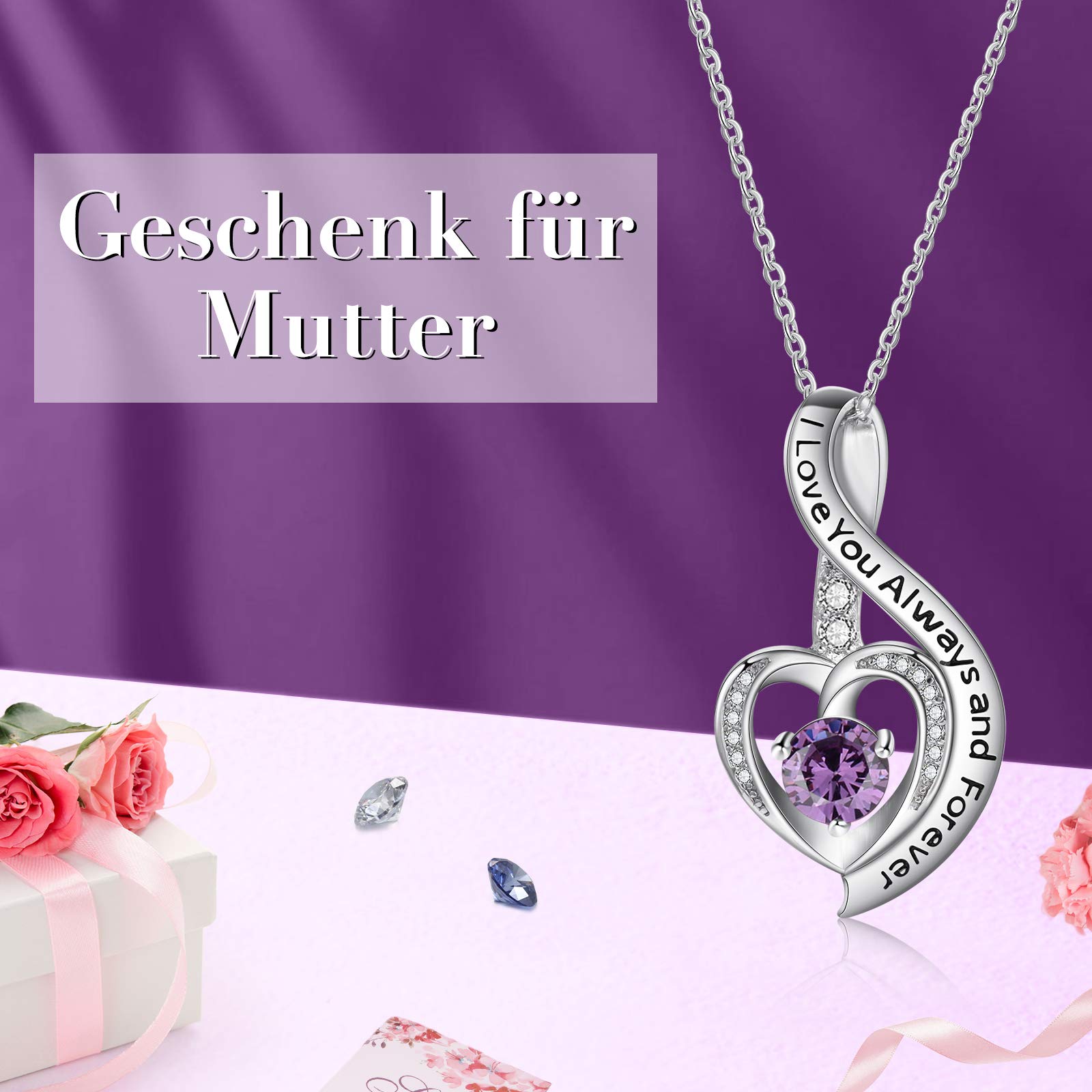 Jessemade Gioielli Collana Cuore Argento 925 Mamma Zirconi