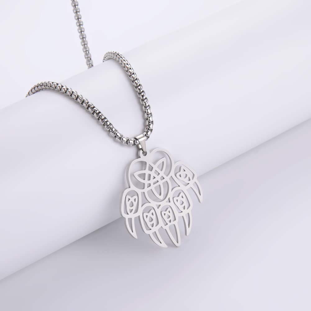 EUEAVAN Necklaces collana artiglio orso acciaio argento 60 cm