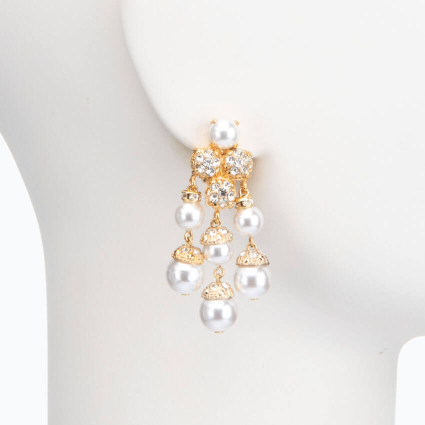 Chic Ad Hoc Orecchini clip perle oro cristalli