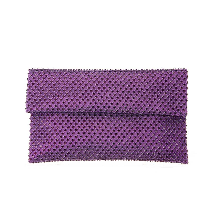 Chic Ad Hoc Borse pochette tessuto viola microcristalli