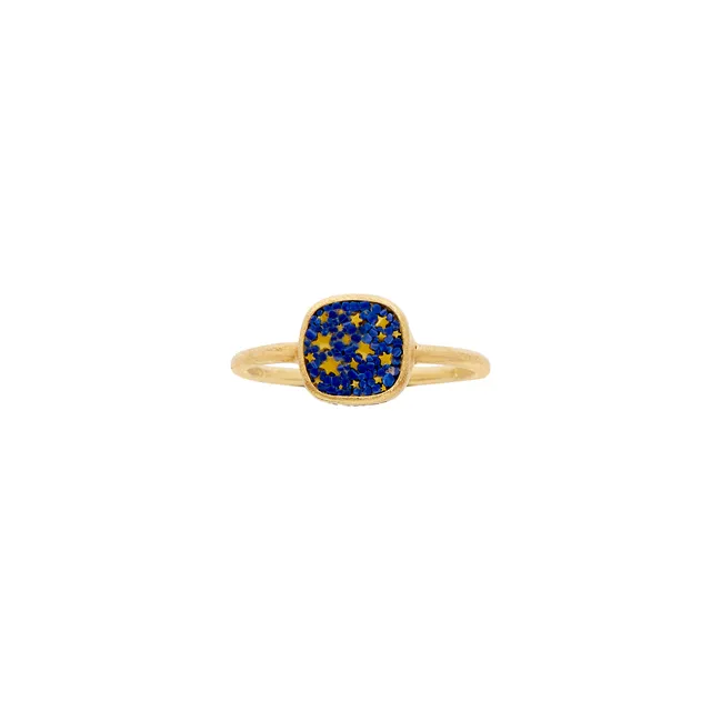 Le Sibille Anelli Cielo Stellato anello oro mosaico blu