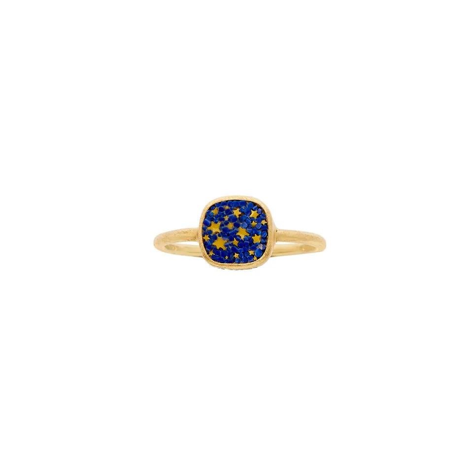 Le Sibille Anelli Cielo Stellato anello oro mosaico blu