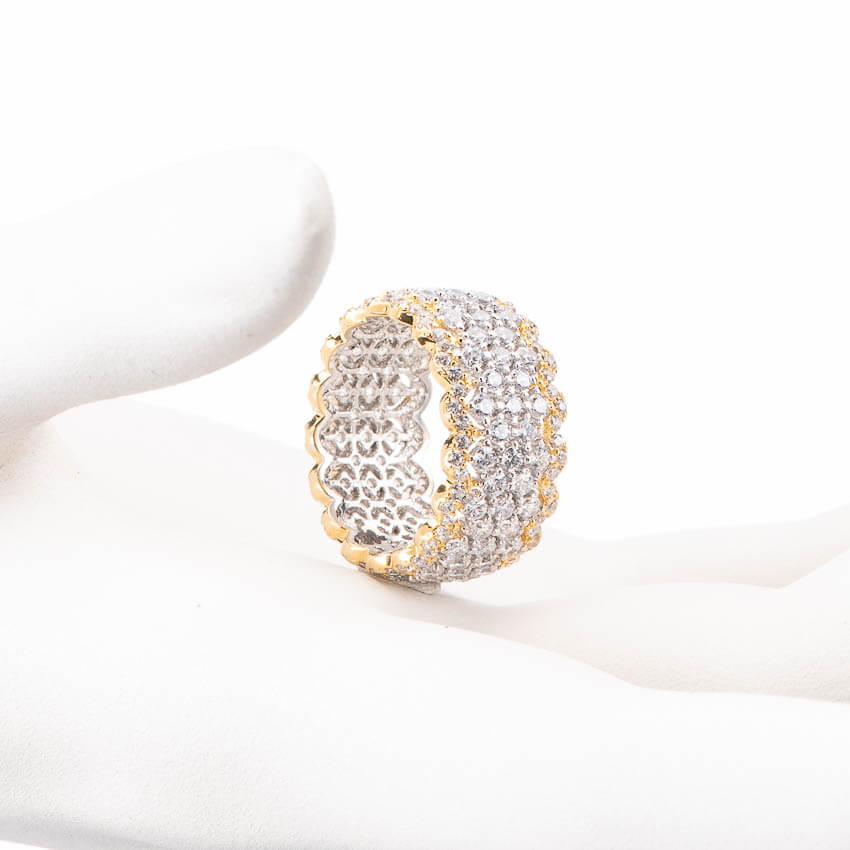Chic Ad Hoc Anelli Anello Fascia Traforata Bicolore Zirconi
