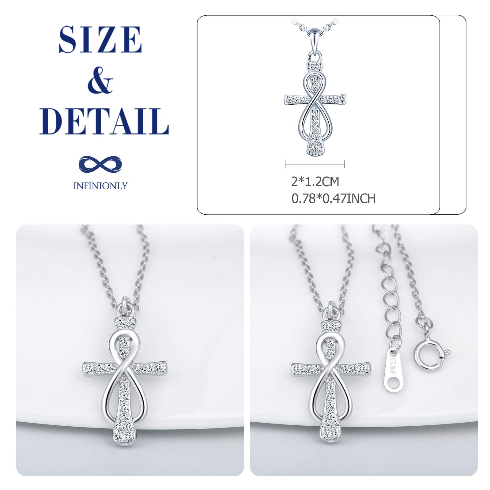 INFINIONLY Fashion Croce Collana Argento 925 Zircone