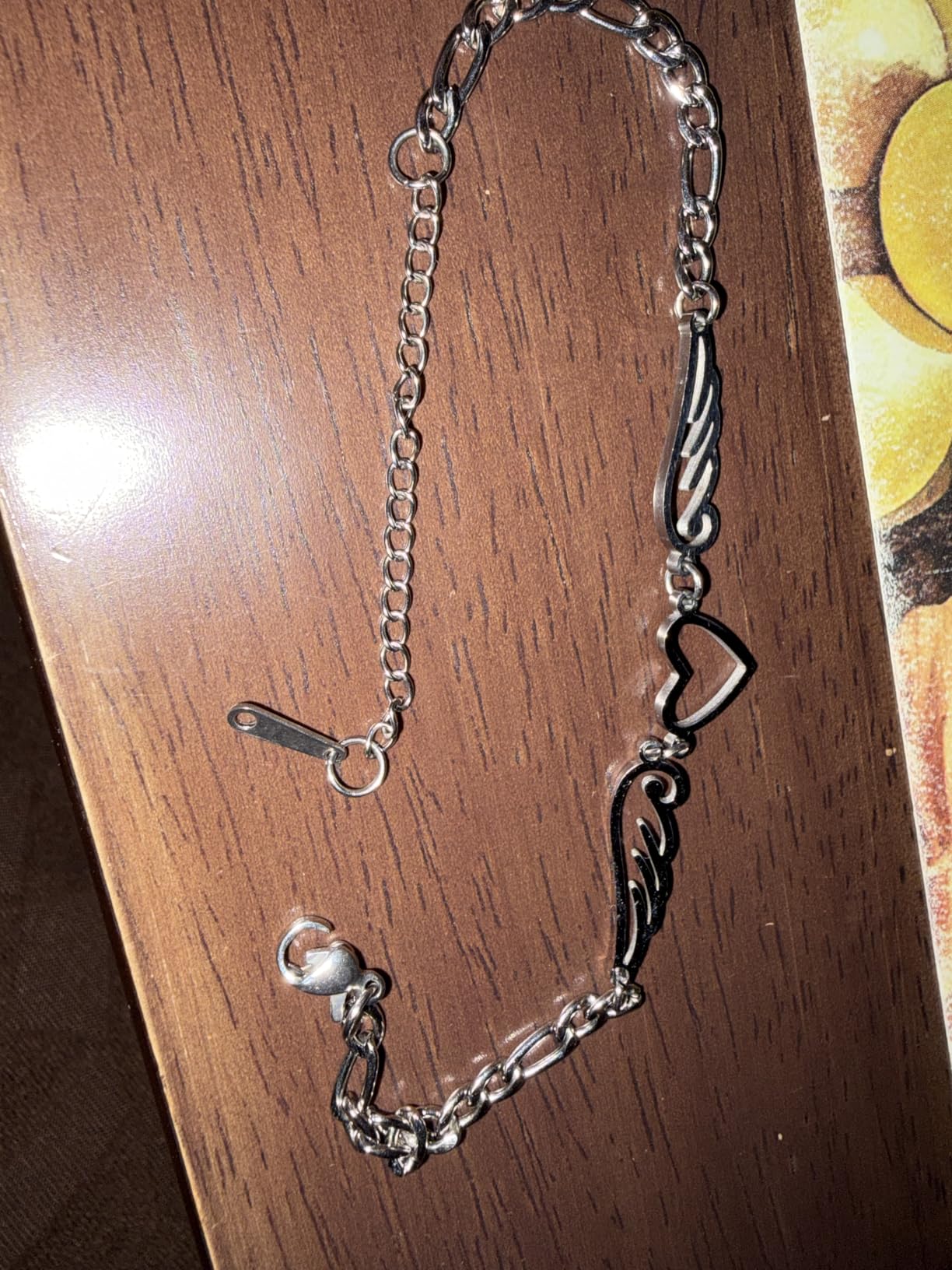 Eueavan Bracelets bracciale acciaio cuore angelo argento