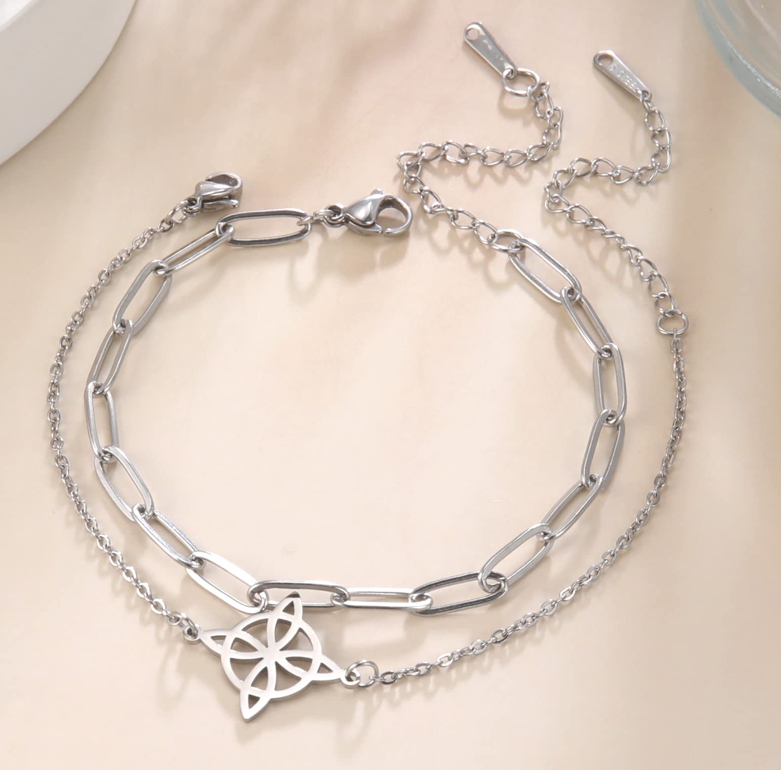 EUEAVAN Bracelets bracciale nodo strega acciaio taglia unica