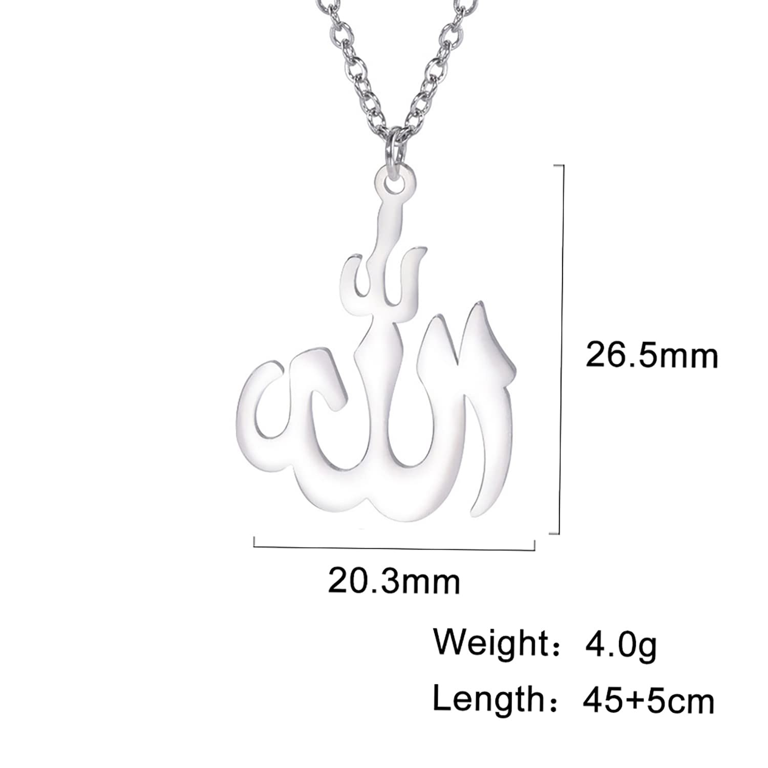 EUEAVAN collana Allah argento2 ciondolo arabo religioso