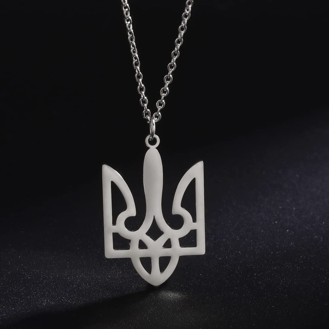 EUEAVAN Necklaces Collana tridente Ucraina argento acciaio