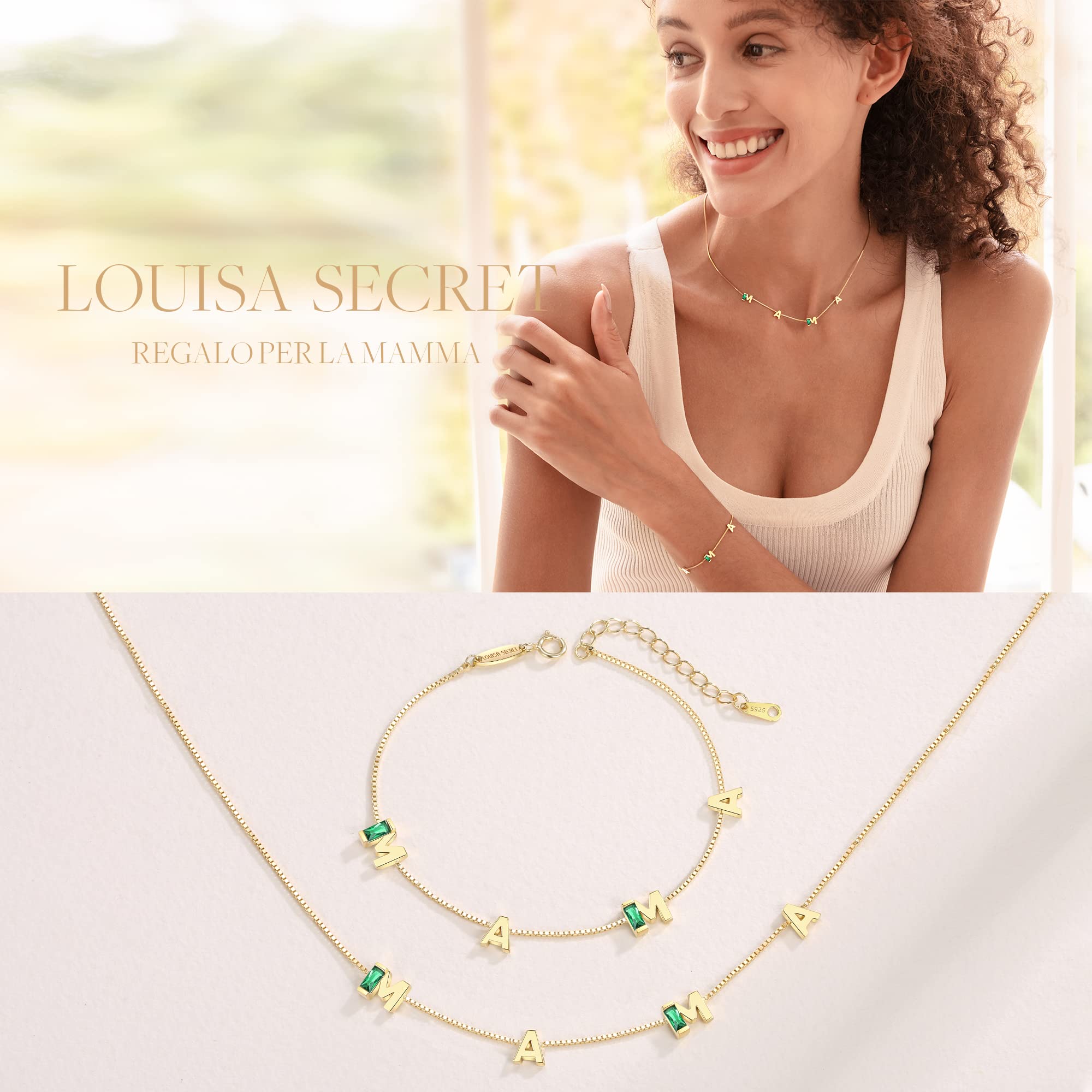 LOUISA SECRET Maman bracciale argento 925 verde zirconi