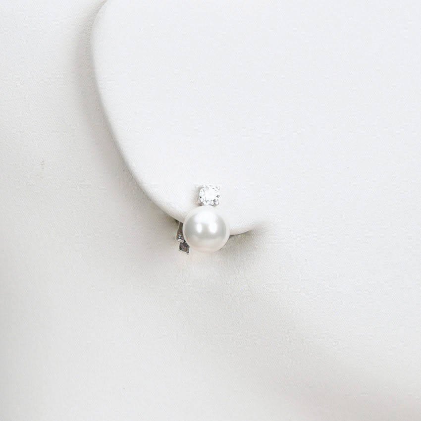 Chic Ad Hoc Orecchini Clip Perla 12mm e Zircone
