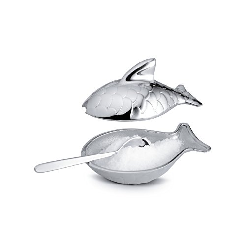 Alessi Colombina Fish FM24 saliera acciaio con cucchiaino