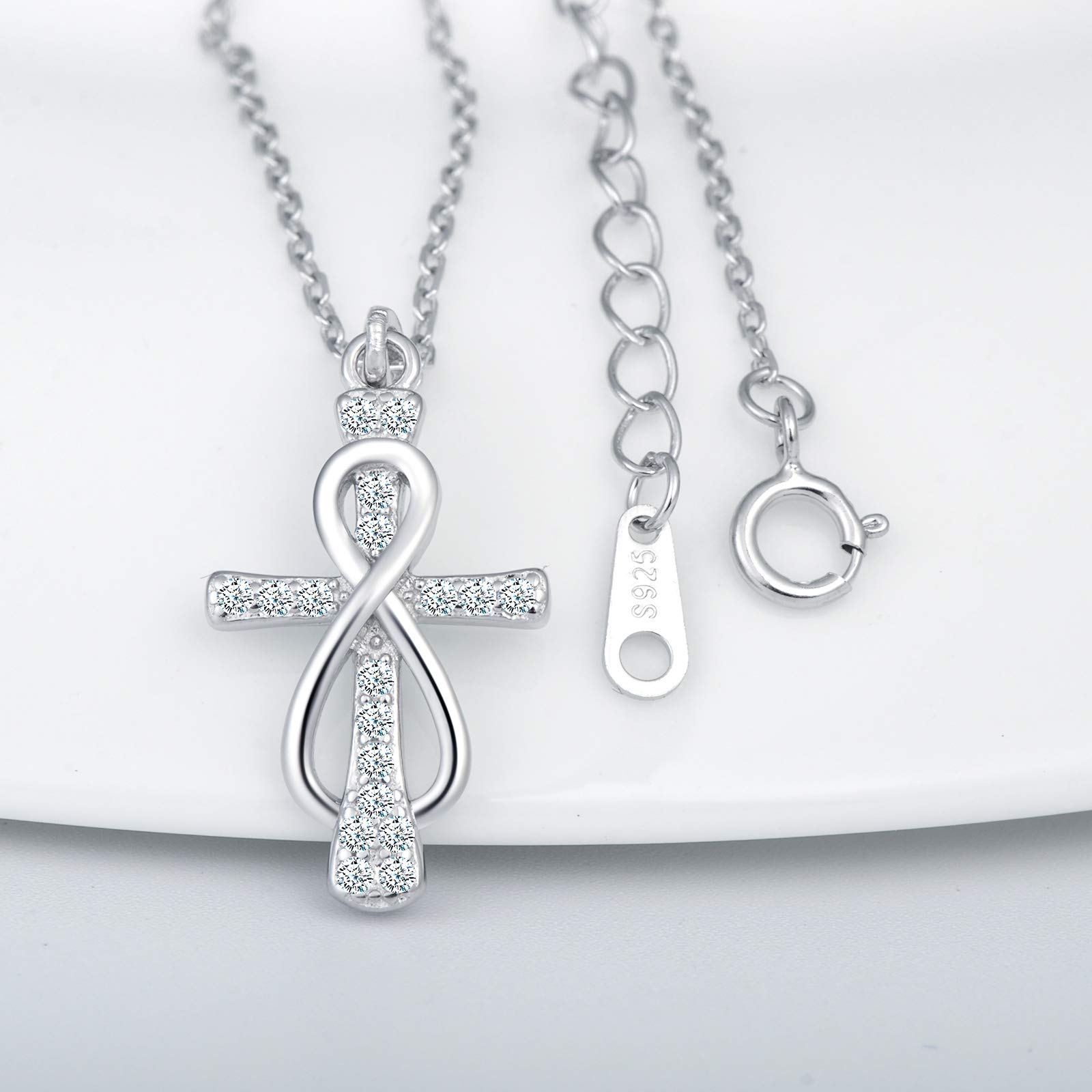 INFINIONLY Fashion Croce Collana Argento 925 Zircone