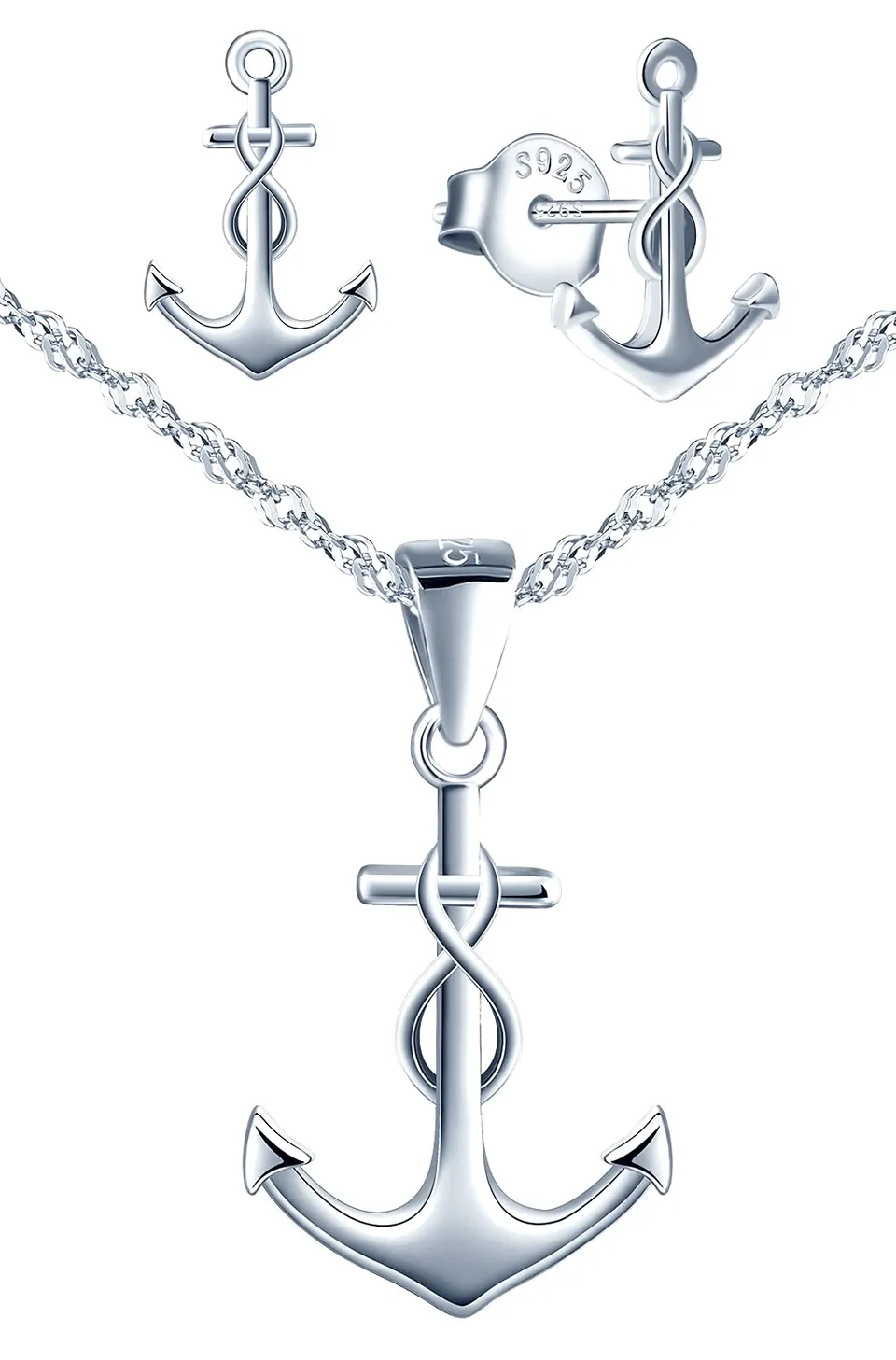 INFINIONLY Fashion Necklaces parure argento D-sets infinito ancora